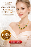 Oval Green Crystal Necklace & Bracelet Set